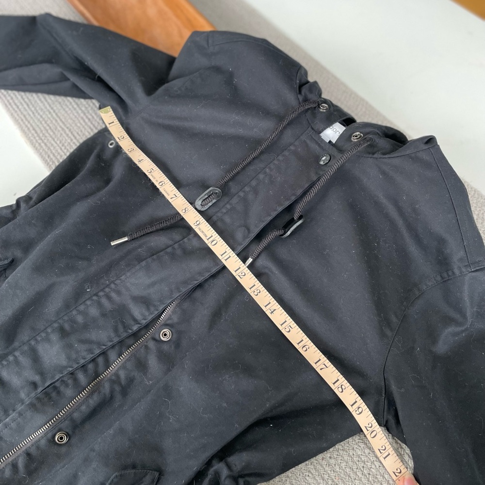 Liz Claiborne Black Cotton Anorak Trench Coat Size Medium - Picture 9 of 10